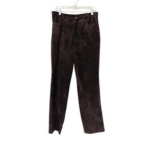 Rafaella Sport Brown Genuine Leather Suede Straight Leg Pants Women Size 10